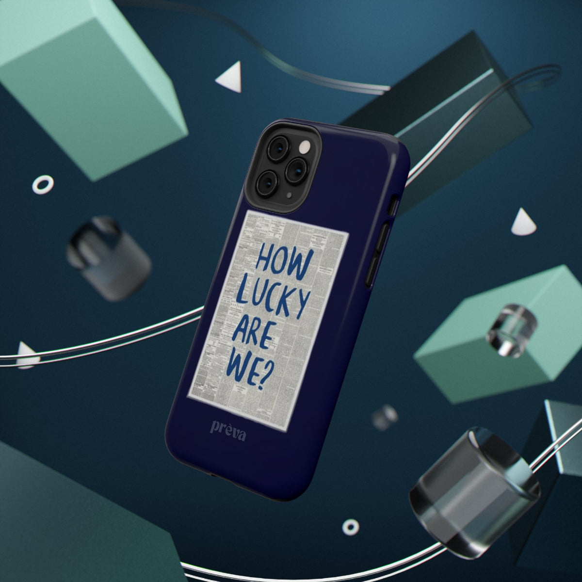 Navy How Lucky Are We Phone Case
