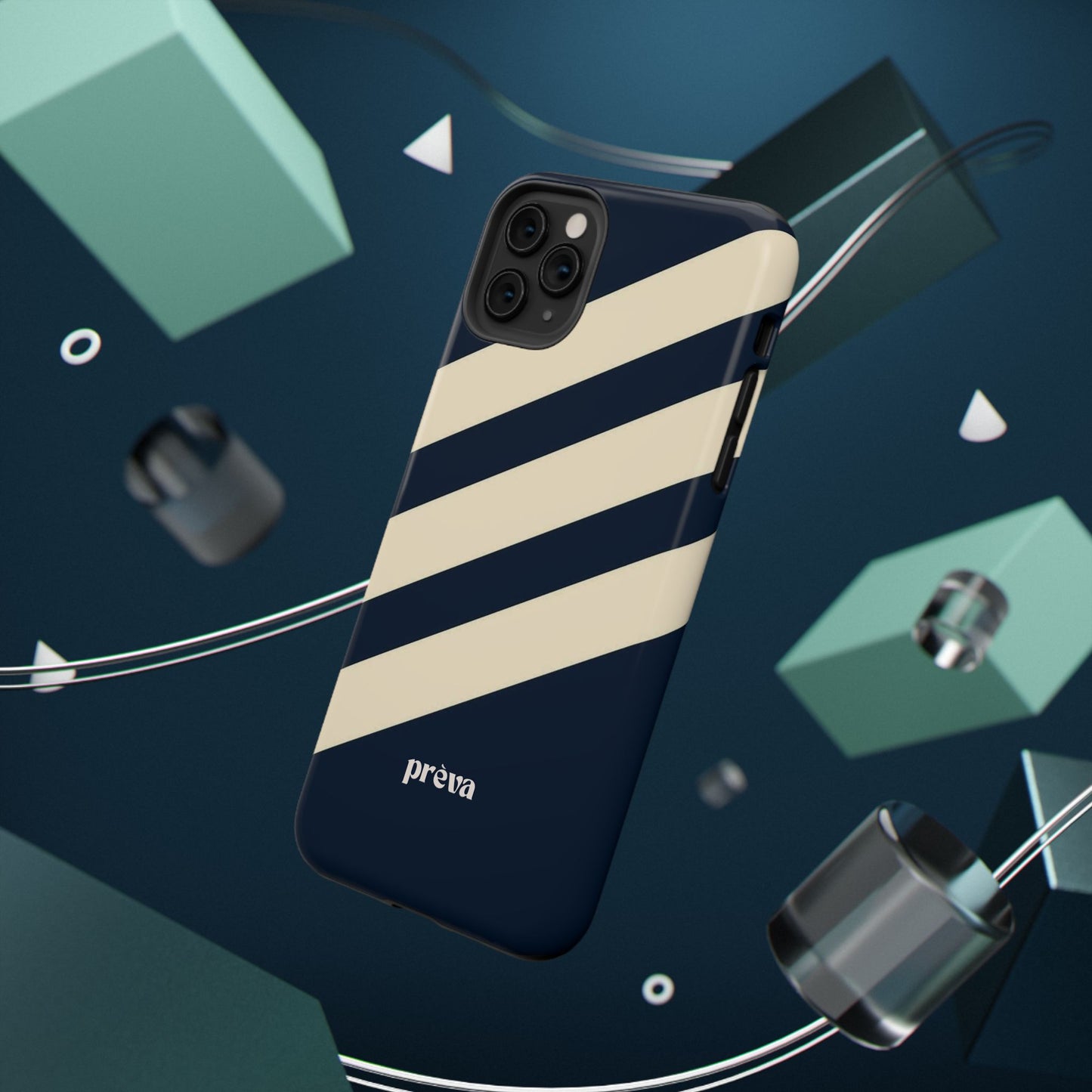 Striped Navy & Cream Phone Case