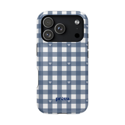 Blue Gingham Heart Phone Case