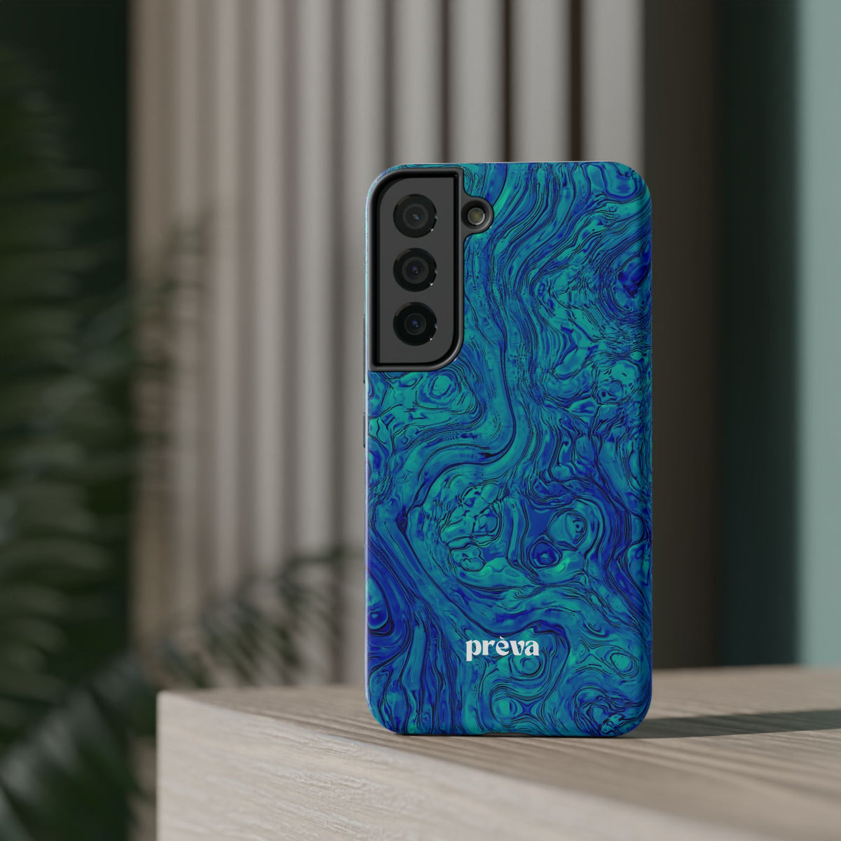 Blue Marble Impact-Resistant Phone Case — Protective Ripple Swirl Design