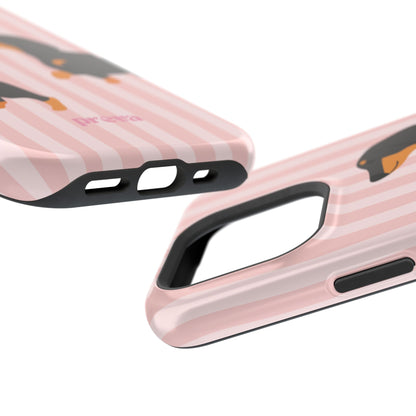Dachshund Pink Stripes x Emberli Phone Case