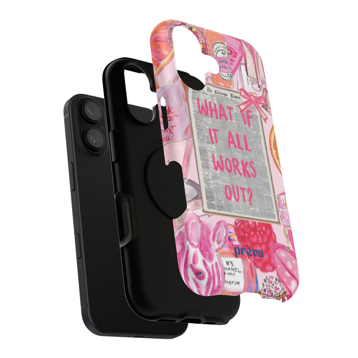Pink "What If It All Works Out?" Collage Phone Case