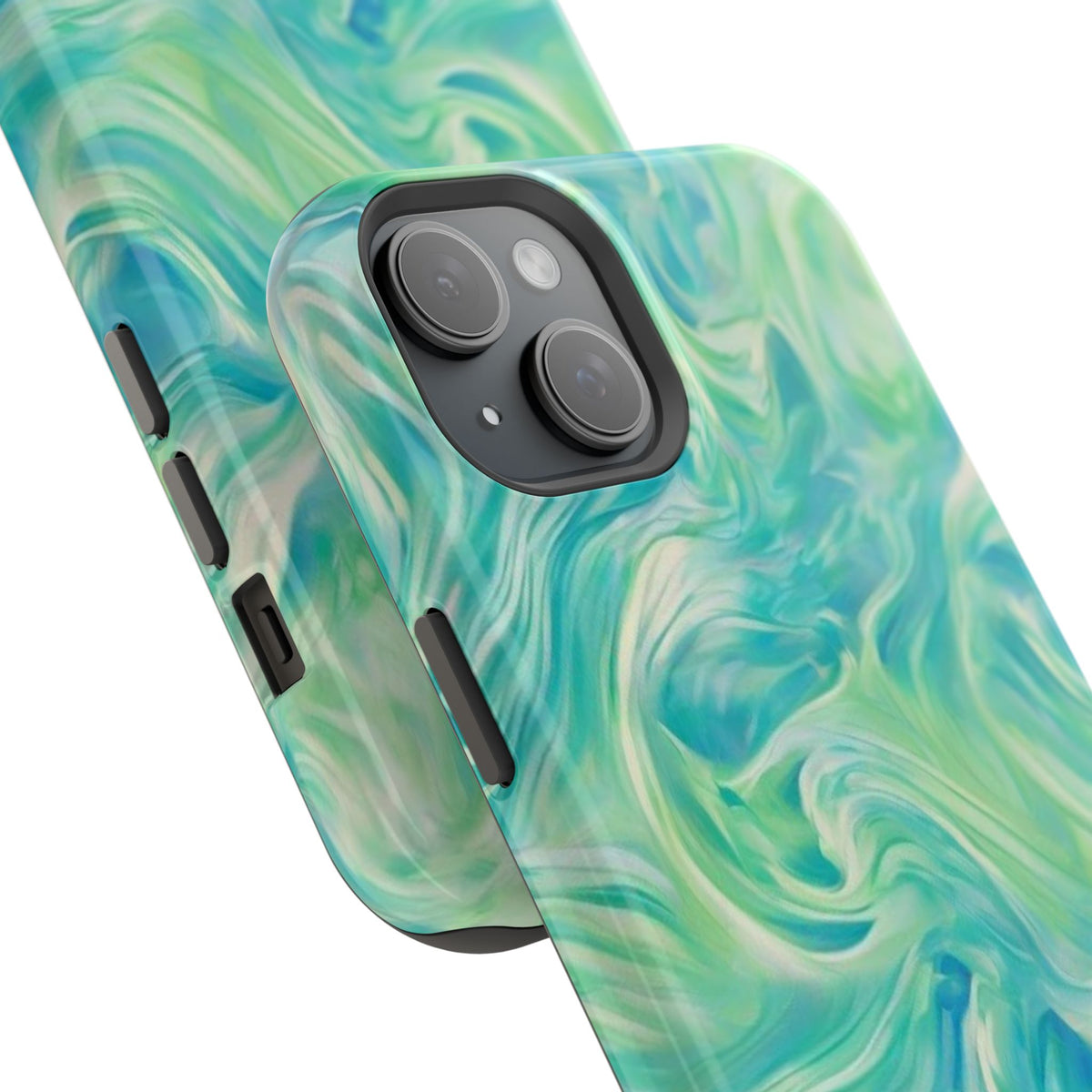 Impact-Resistant Phone Case — Teal Green Marble Swirl
