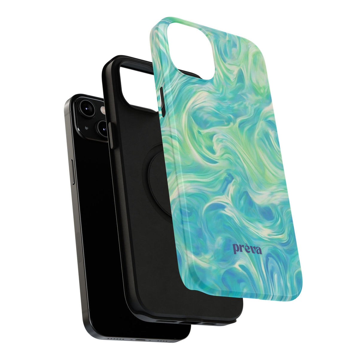 Impact-Resistant Phone Case — Teal Green Marble Swirl