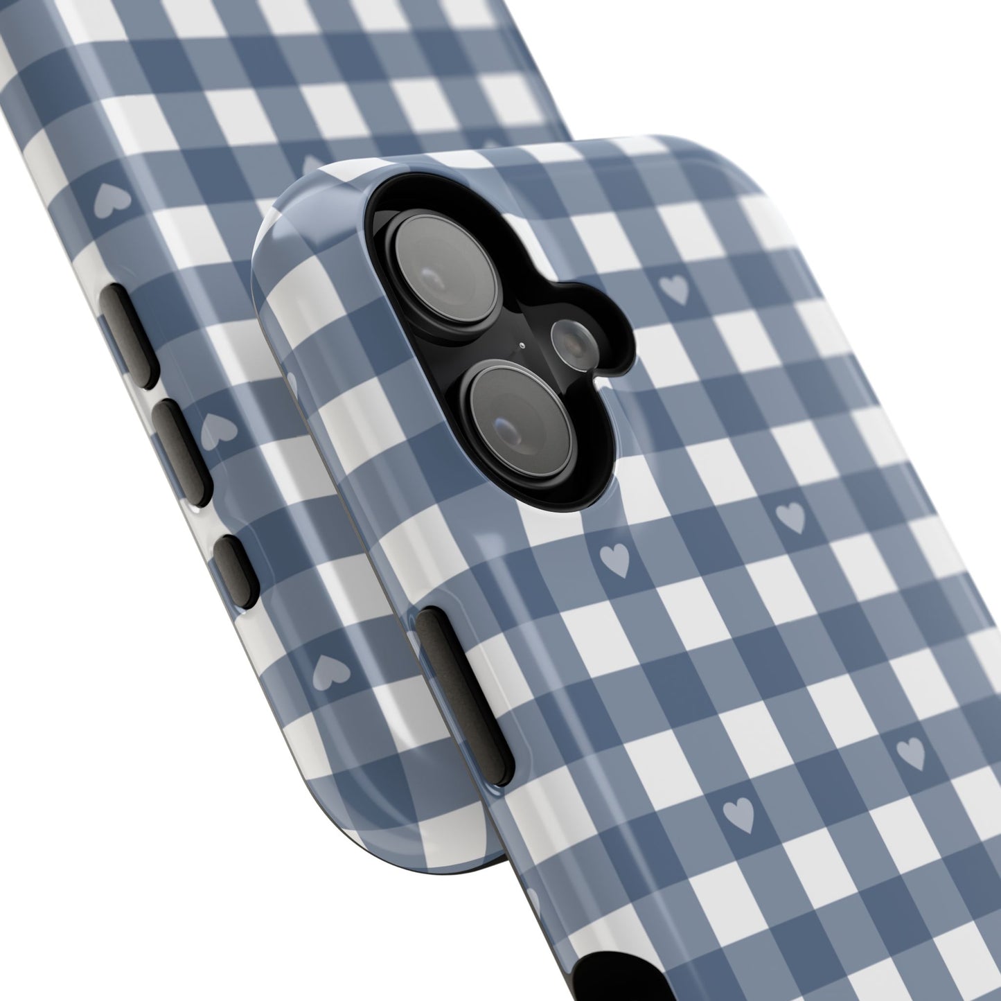 Blue Gingham Heart Phone Case