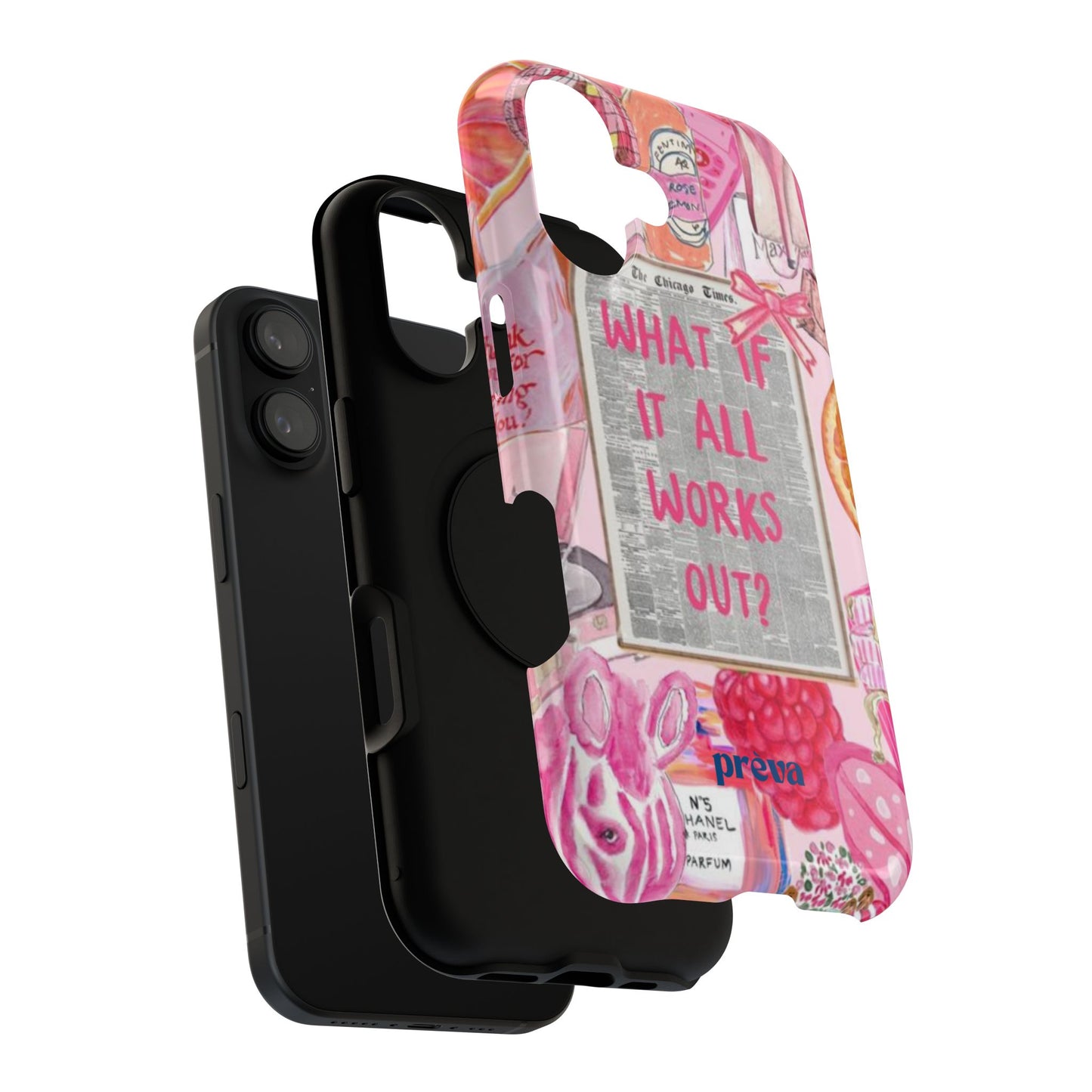 Pink "What If It All Works Out?" Collage Phone Case