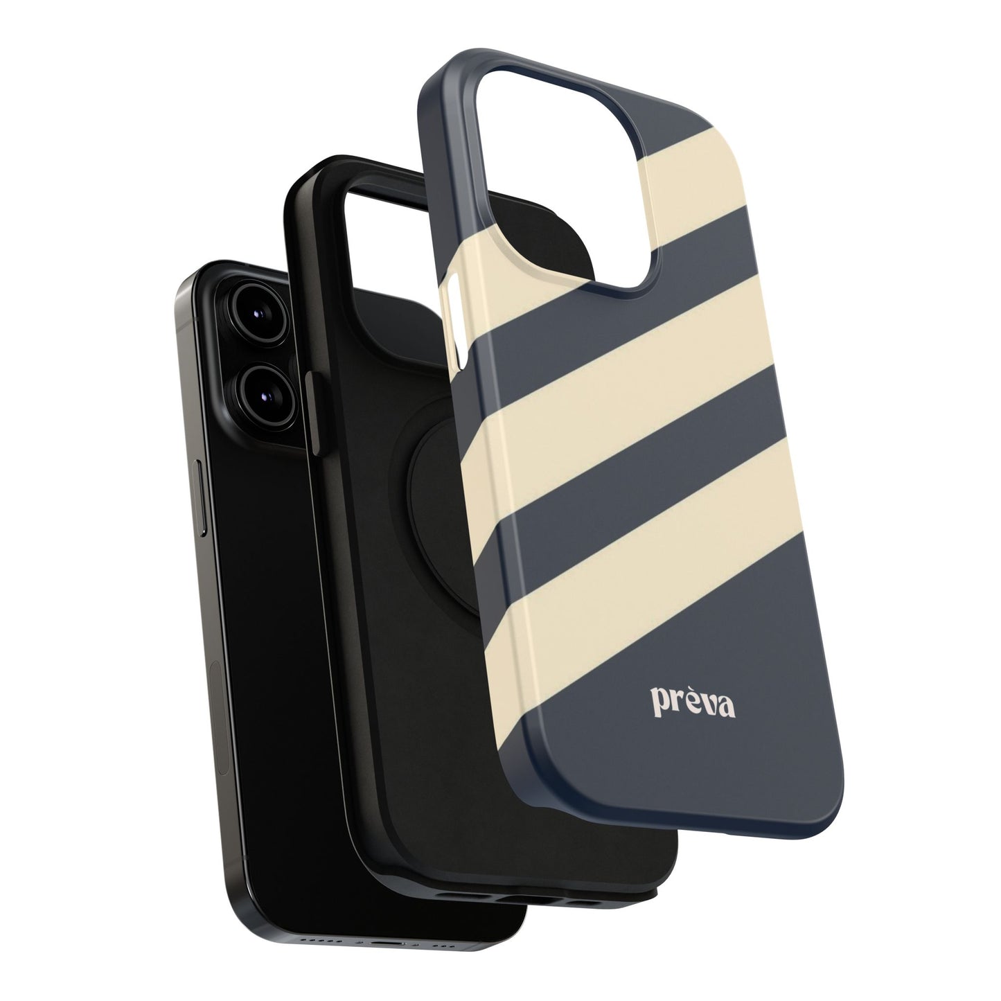 Striped Navy & Cream Phone Case