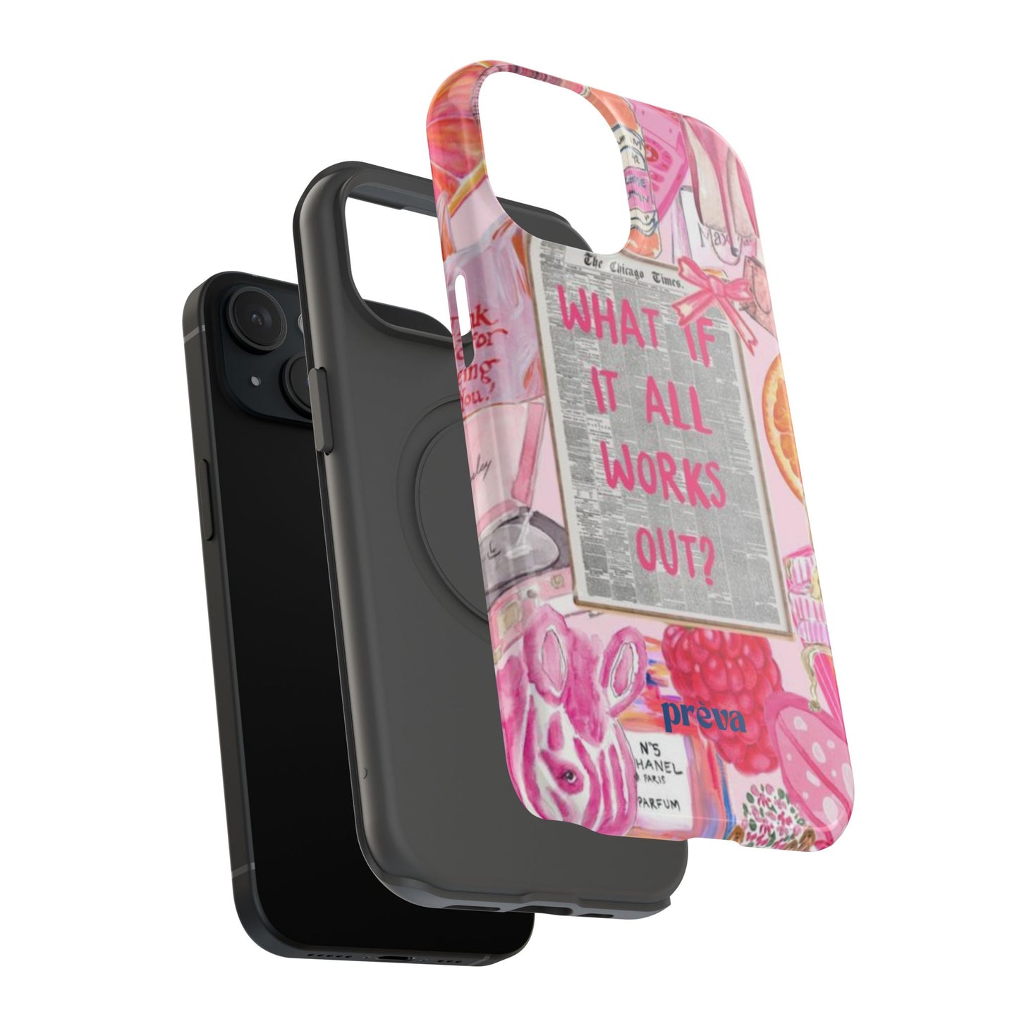 Pink "What If It All Works Out?" Collage Phone Case