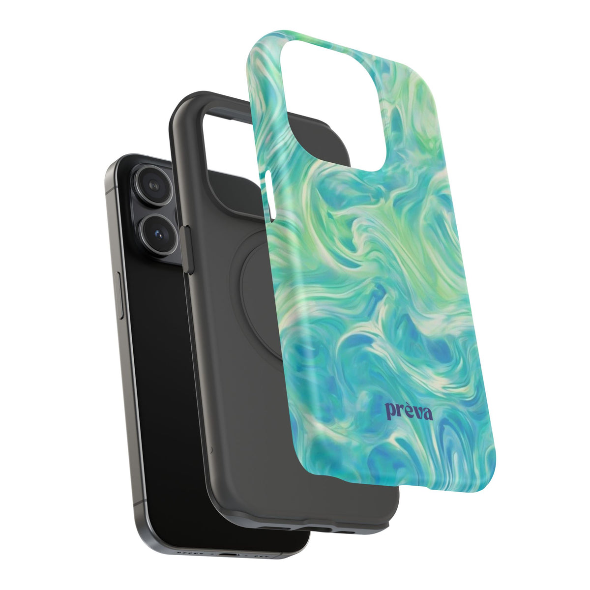 Impact-Resistant Phone Case — Teal Green Marble Swirl