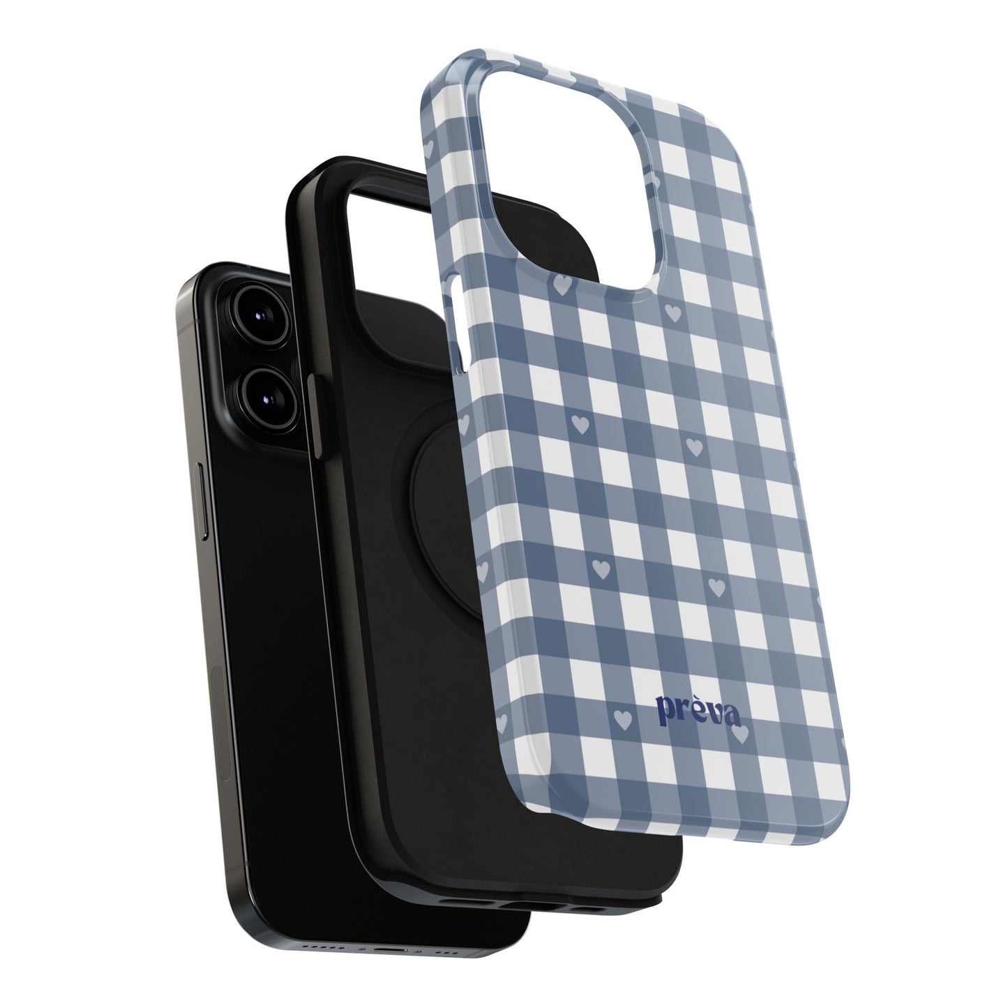 Blue Gingham Heart Phone Case