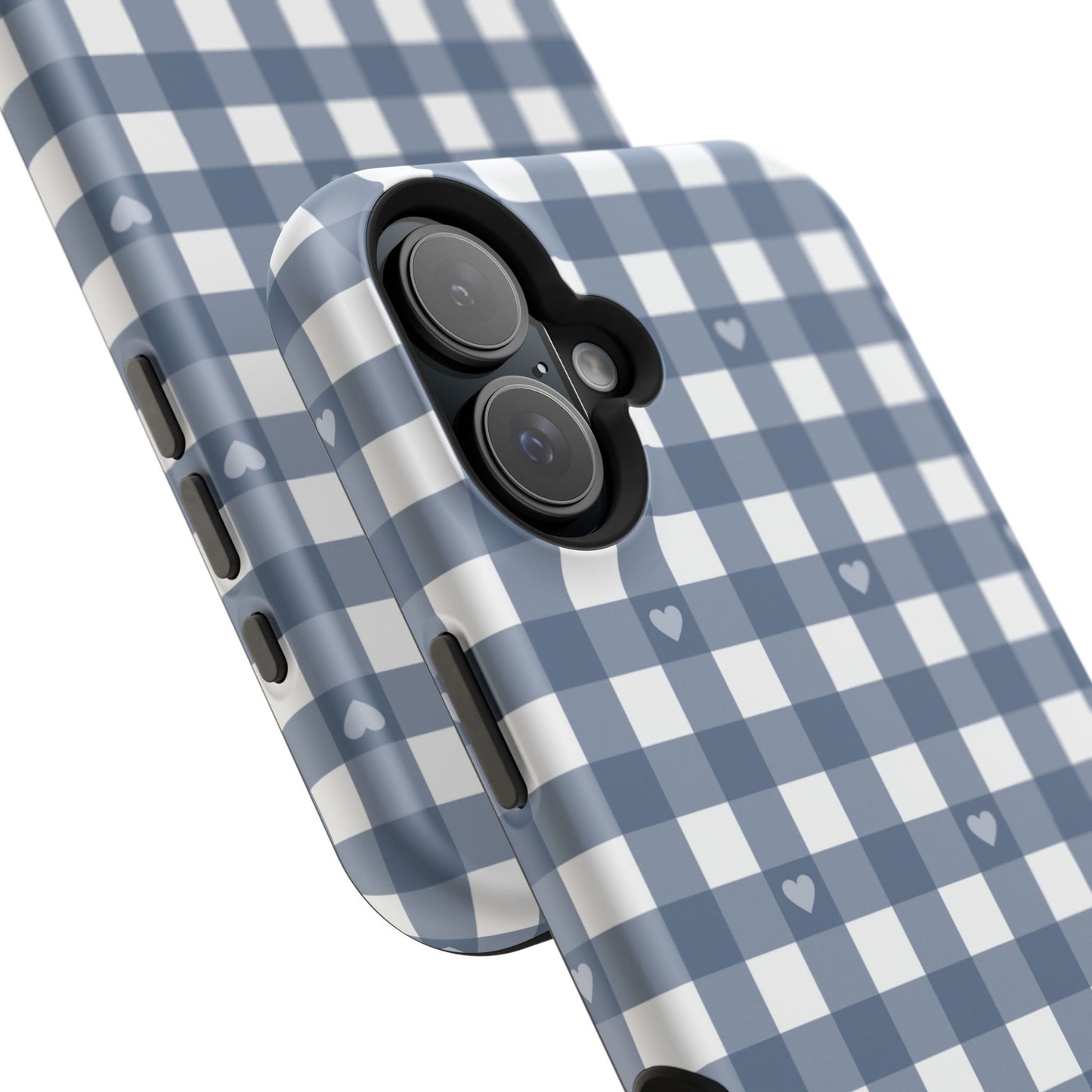 Blue Gingham Heart Phone Case