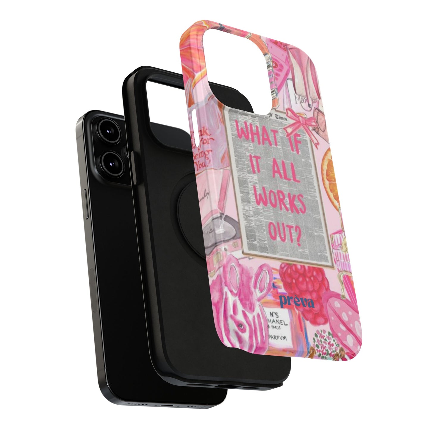 Pink "What If It All Works Out?" Collage Phone Case