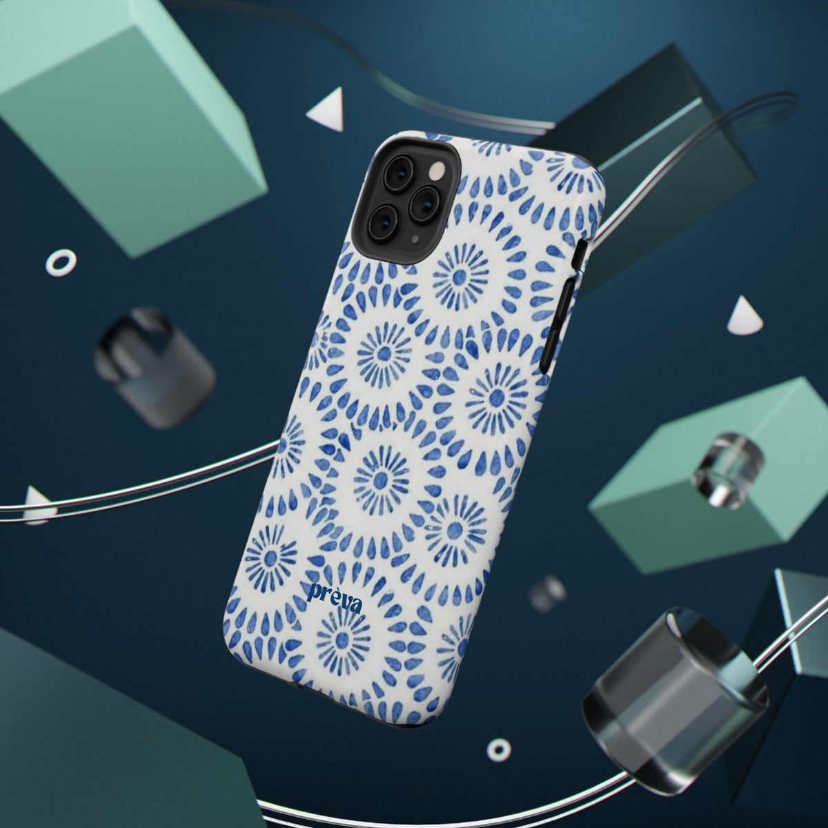 Blue Floral Spiral Phone Case