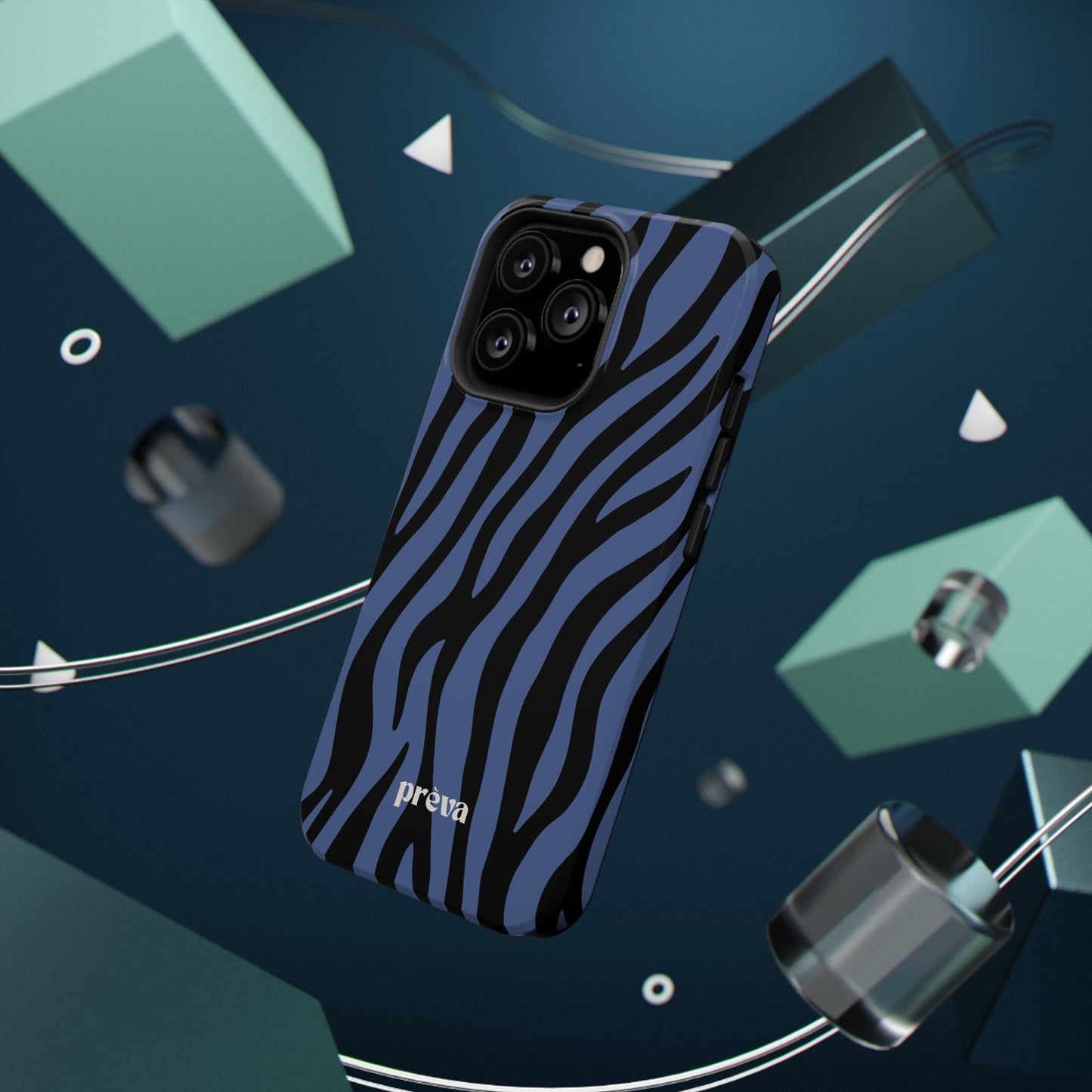 Blue & Black Zebra Stripe Phone Case
