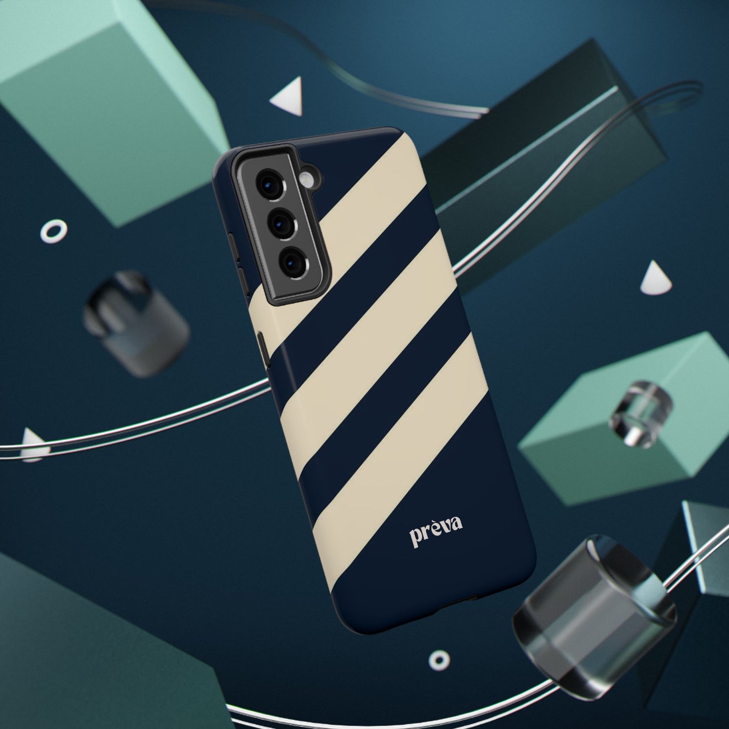 Striped Navy & Cream Phone Case