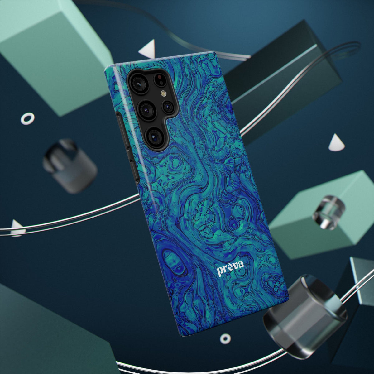 Blue Marble Impact-Resistant Phone Case — Protective Ripple Swirl Design