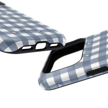 Blue Gingham Heart Phone Case