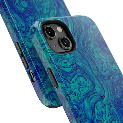 Blue Marble Impact-Resistant Phone Case — Protective Ripple Swirl Design
