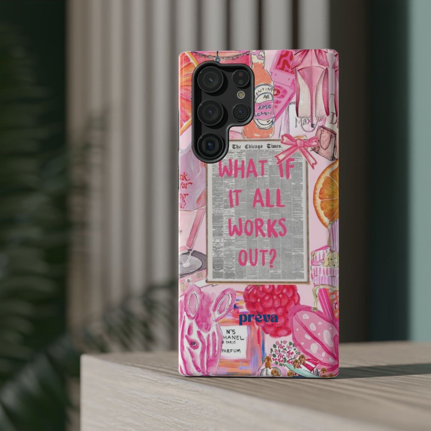 Pink "What If It All Works Out?" Collage Phone Case
