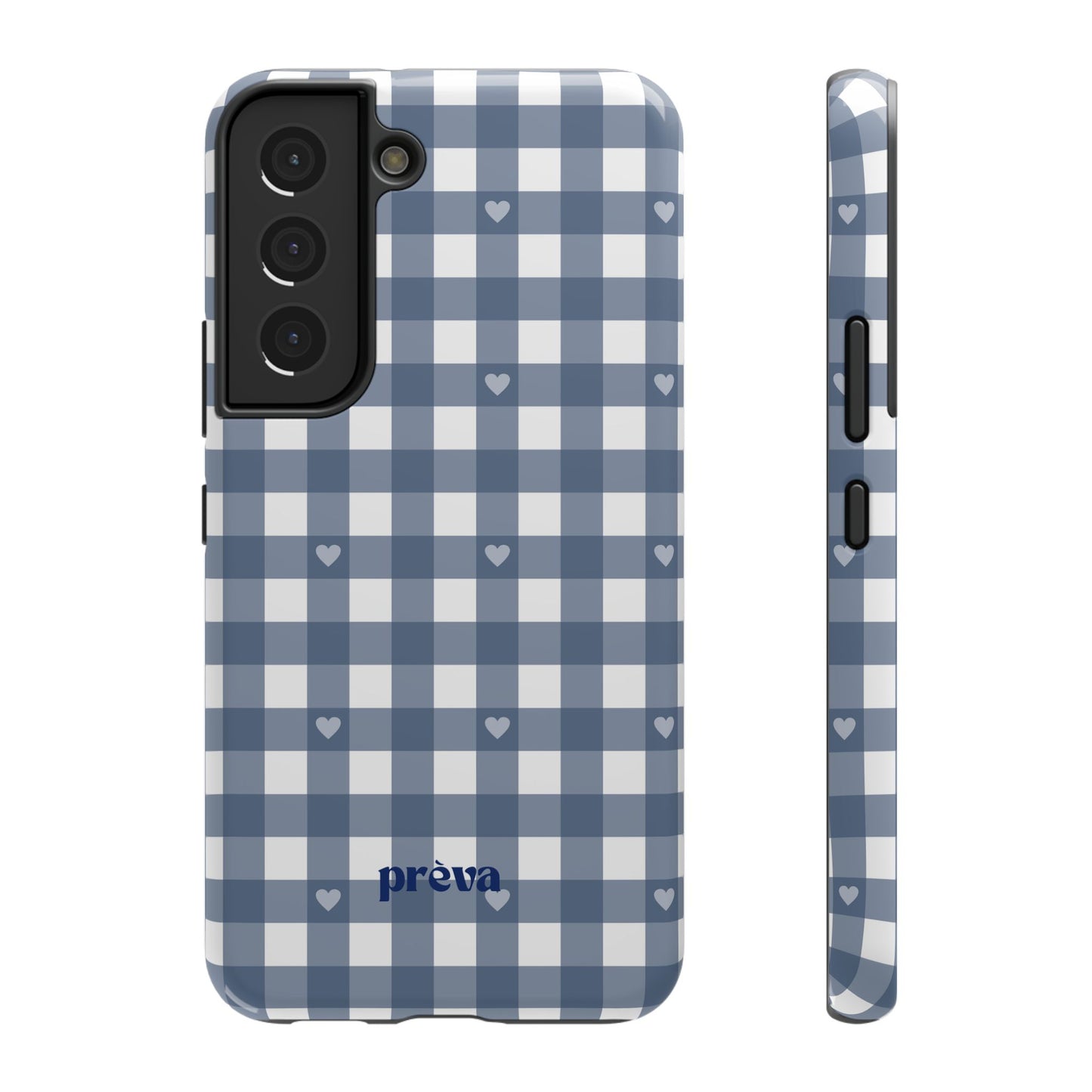 Blue Gingham Heart Phone Case