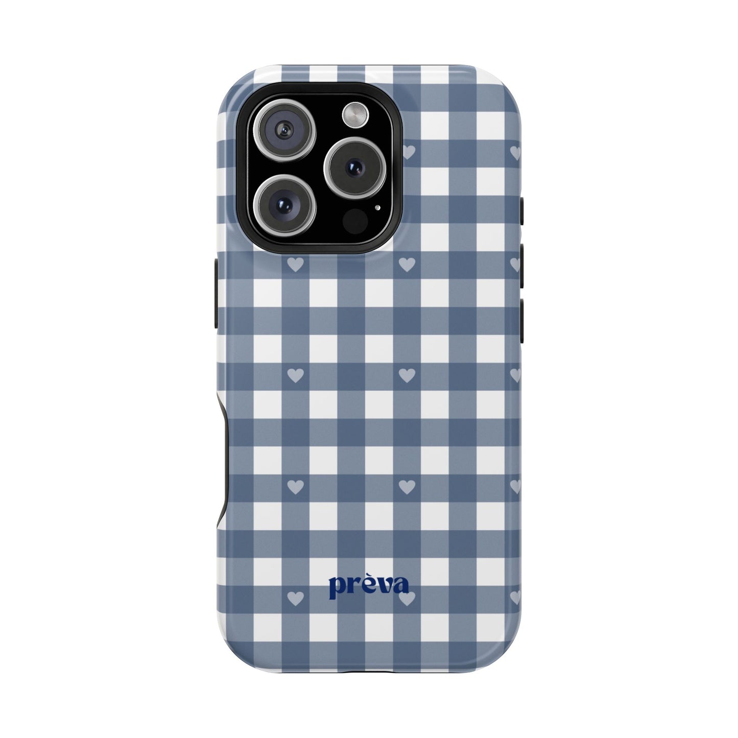 Blue Gingham Heart Phone Case
