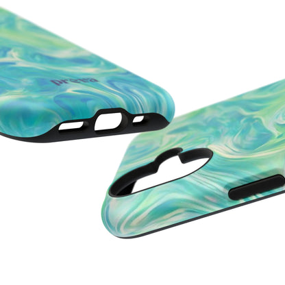 Impact-Resistant Phone Case — Teal Green Marble Swirl