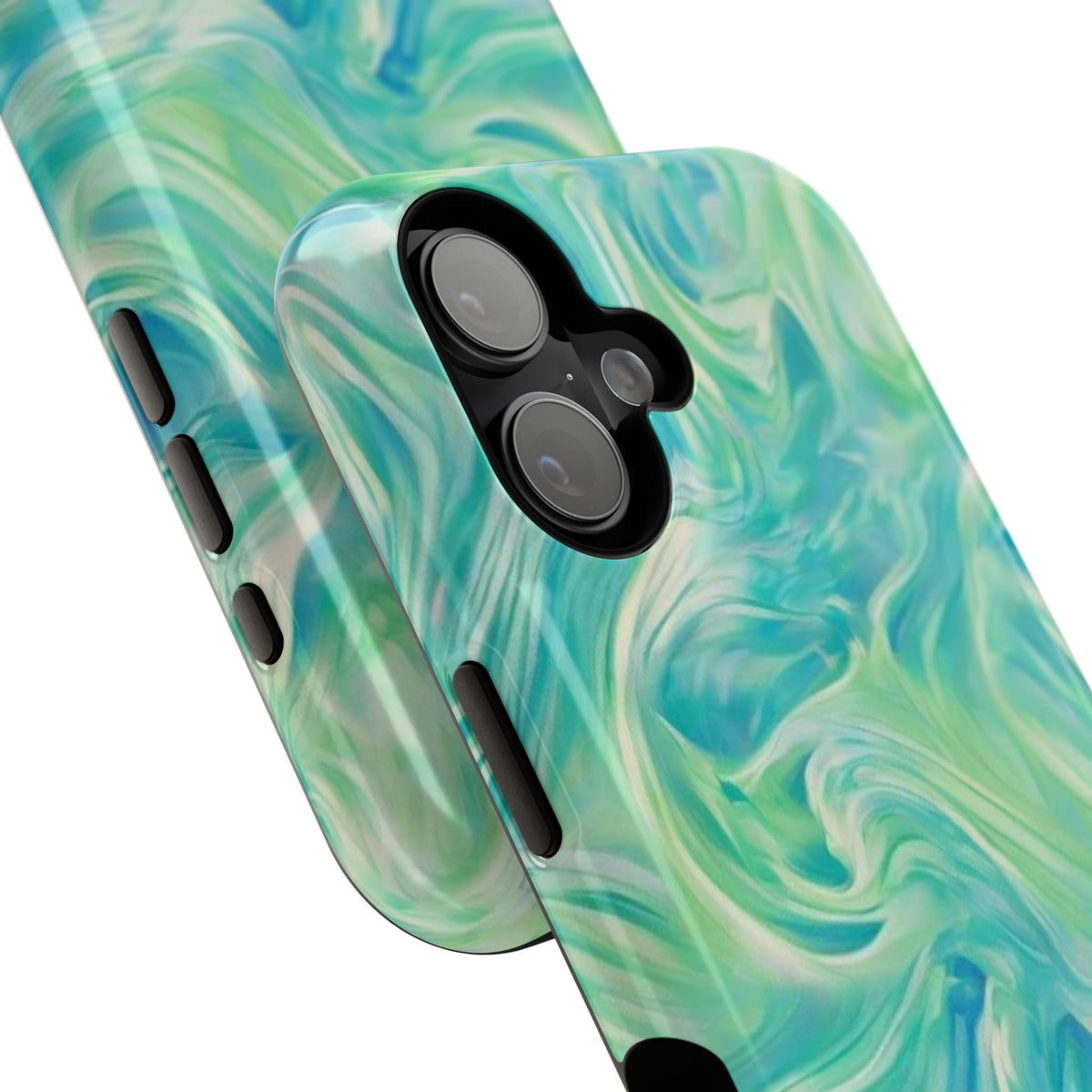Impact-Resistant Phone Case — Teal Green Marble Swirl