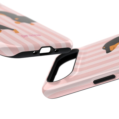 Dachshund Pink Stripes x Emberli Phone Case