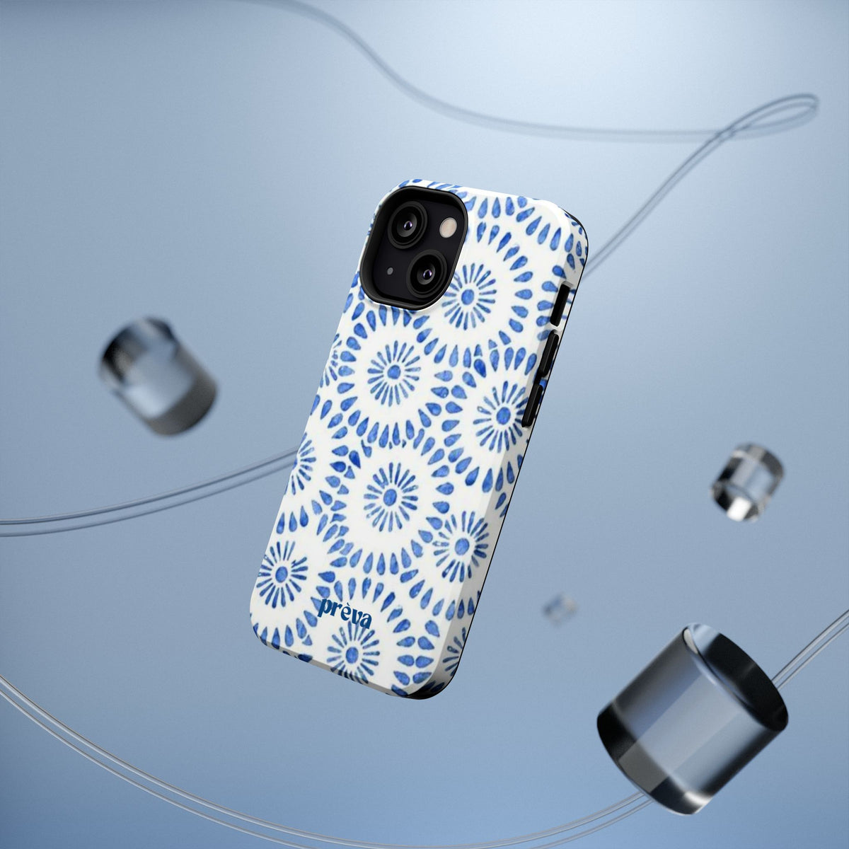 Blue Floral Spiral Phone Case
