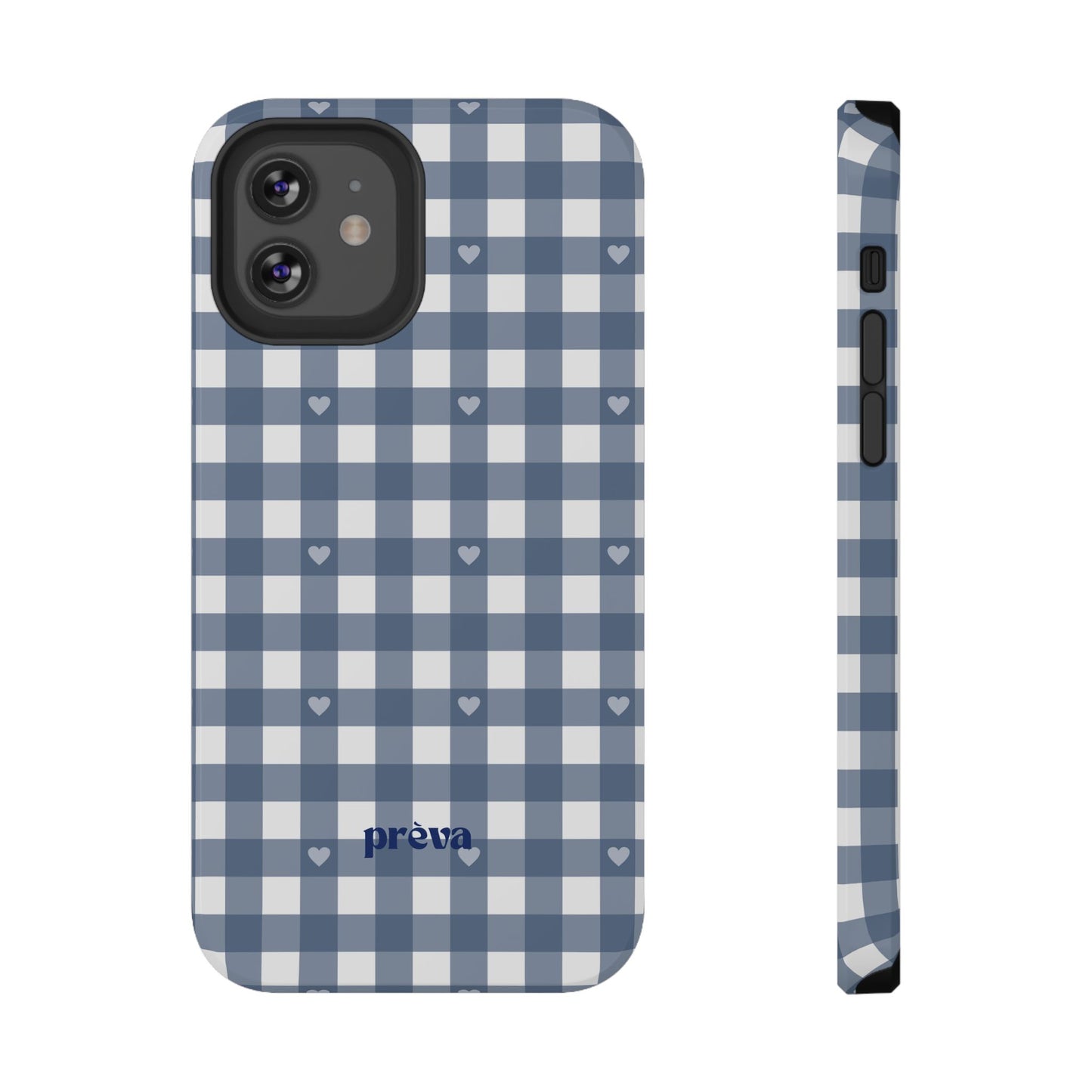 Blue Gingham Heart Phone Case