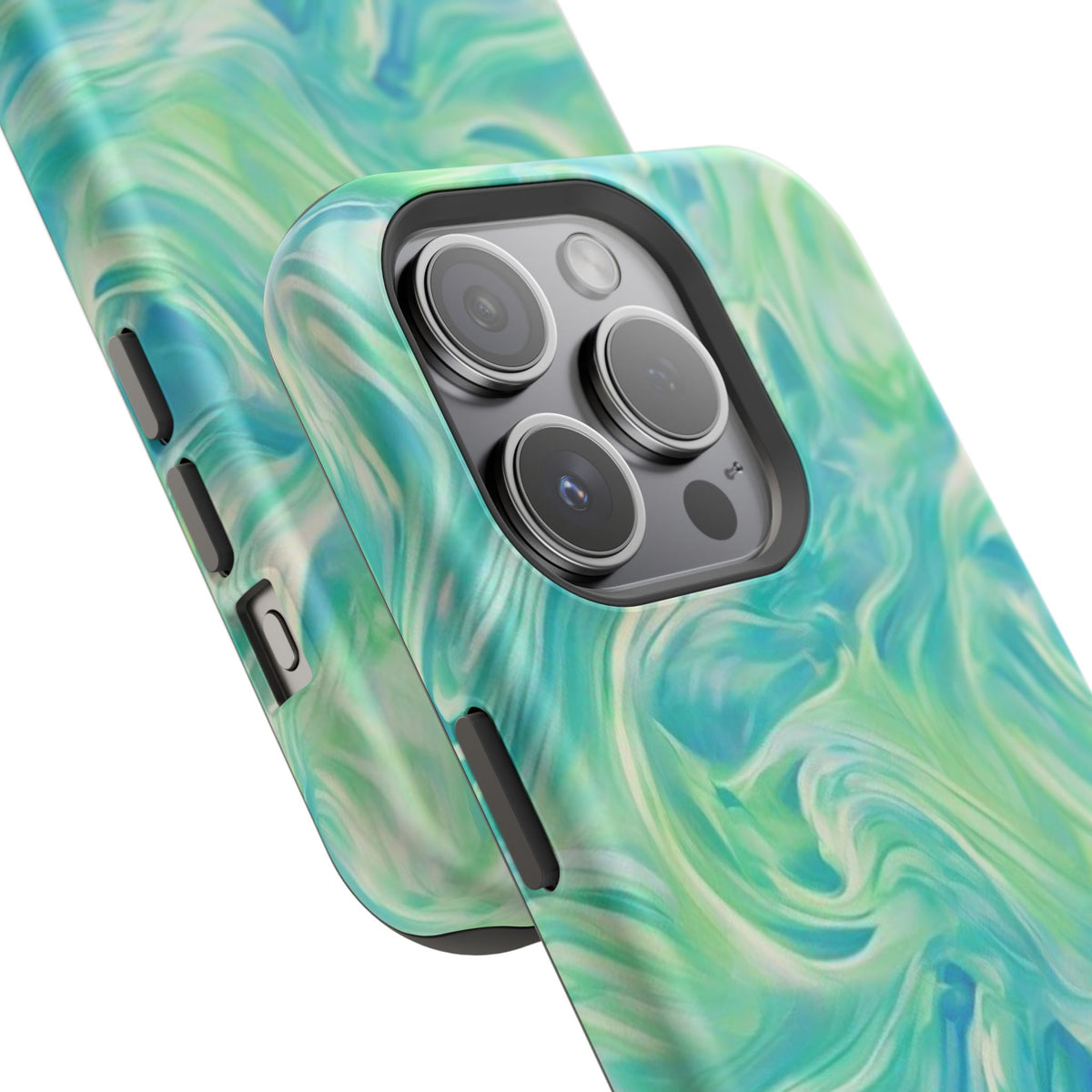 Impact-Resistant Phone Case — Teal Green Marble Swirl