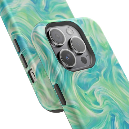 Impact-Resistant Phone Case — Teal Green Marble Swirl