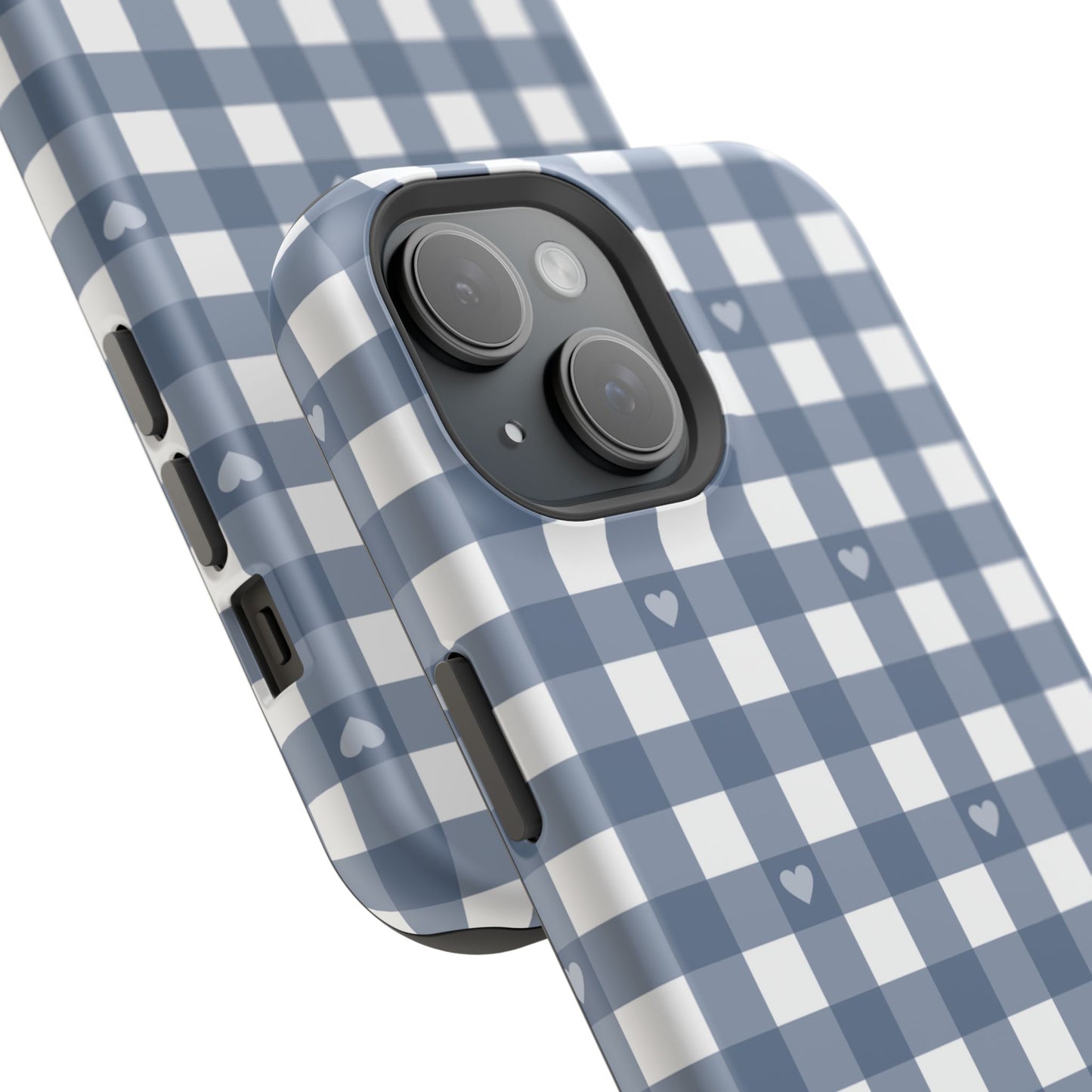 Blue Gingham Heart Phone Case
