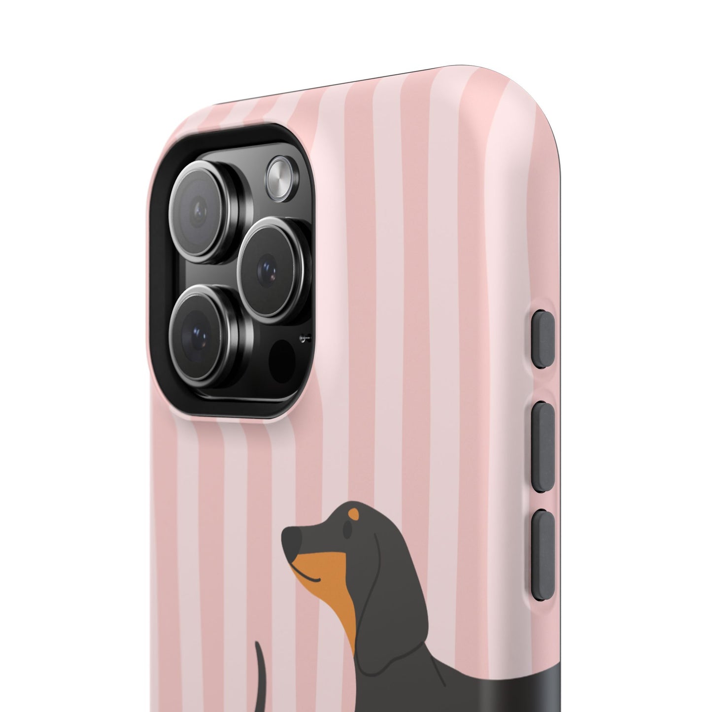 Dachshund Pink Stripes x Emberli Phone Case