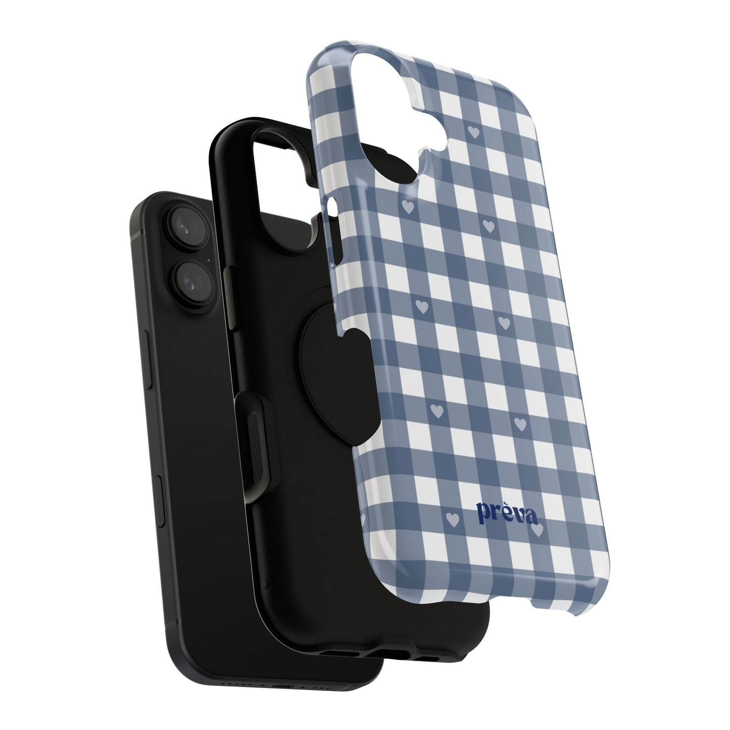 Blue Gingham Heart Phone Case