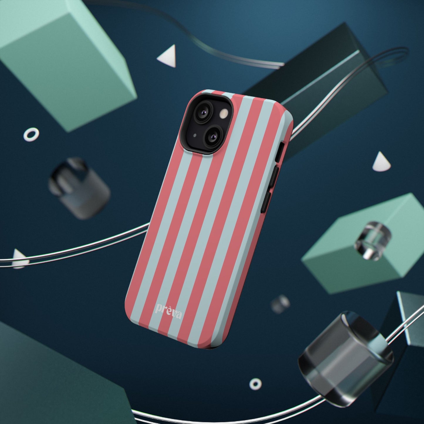 Coral & Teal Stripes Phone Case