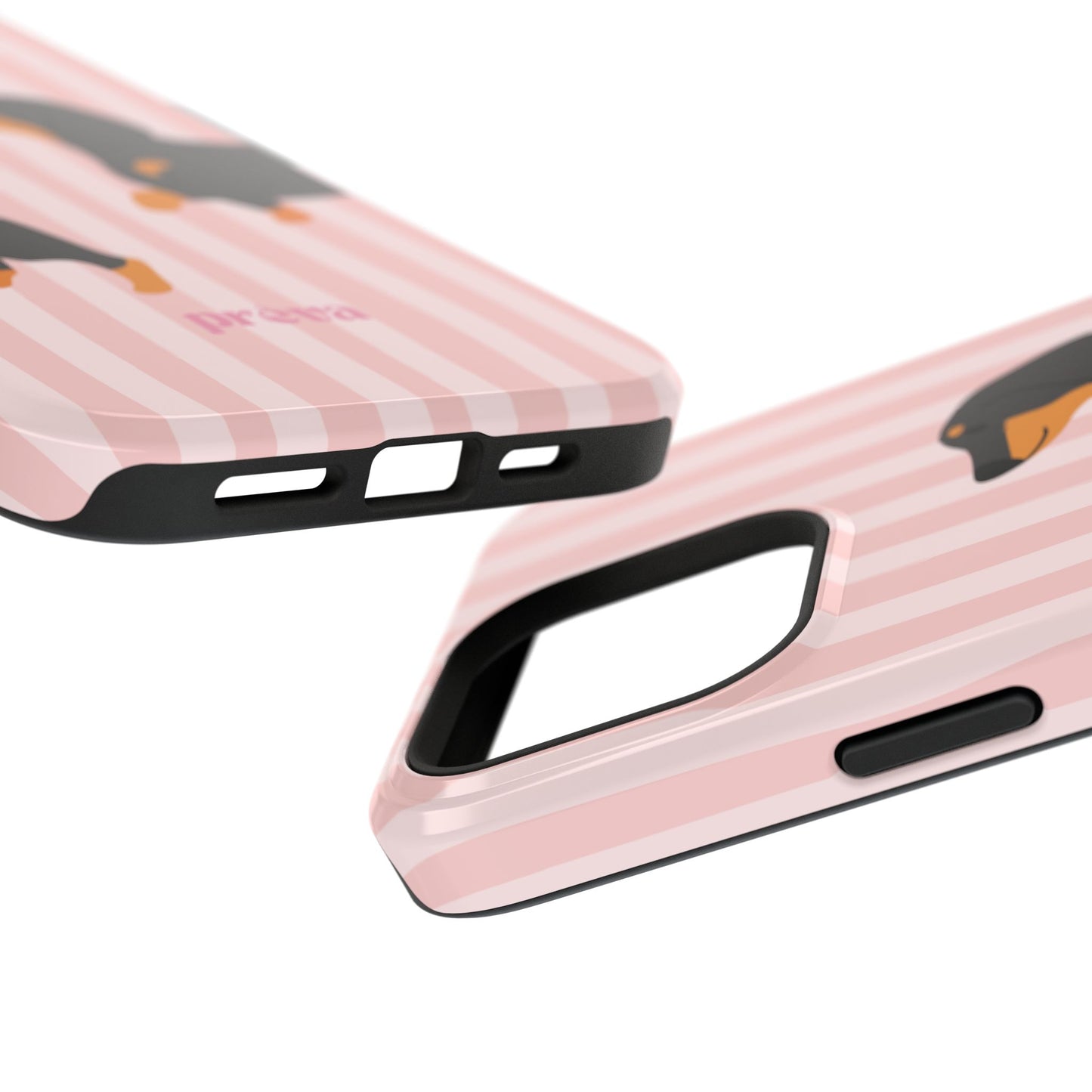 Dachshund Pink Stripes x Emberli Phone Case
