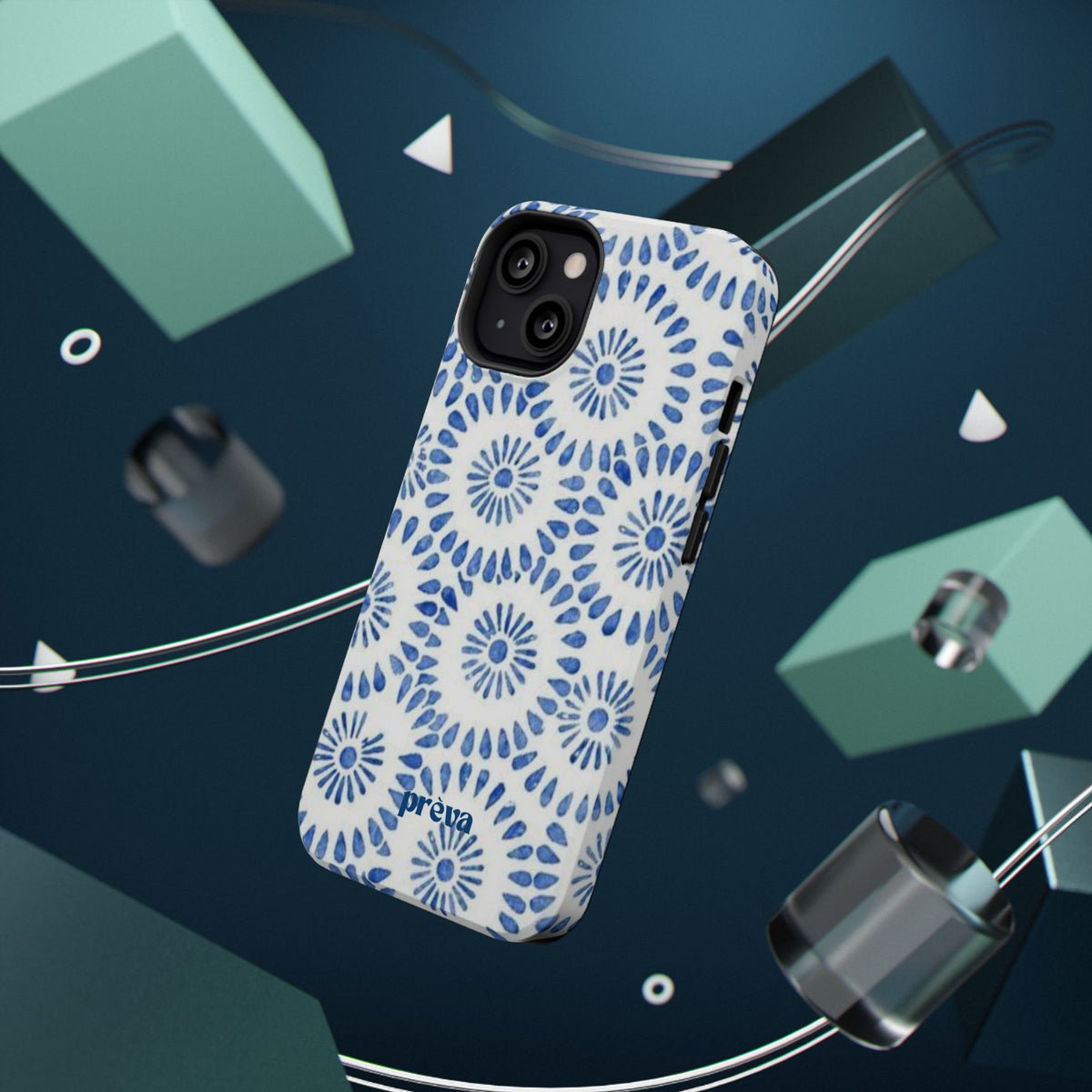 Blue Floral Spiral Phone Case