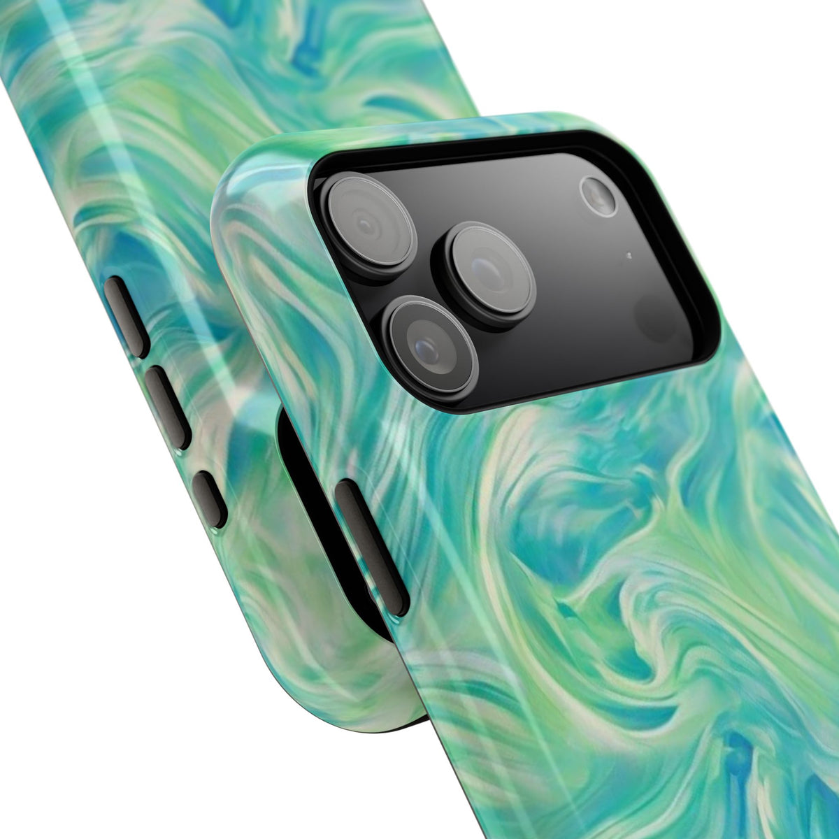 Impact-Resistant Phone Case — Teal Green Marble Swirl