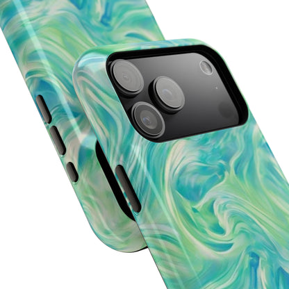 Impact-Resistant Phone Case — Teal Green Marble Swirl