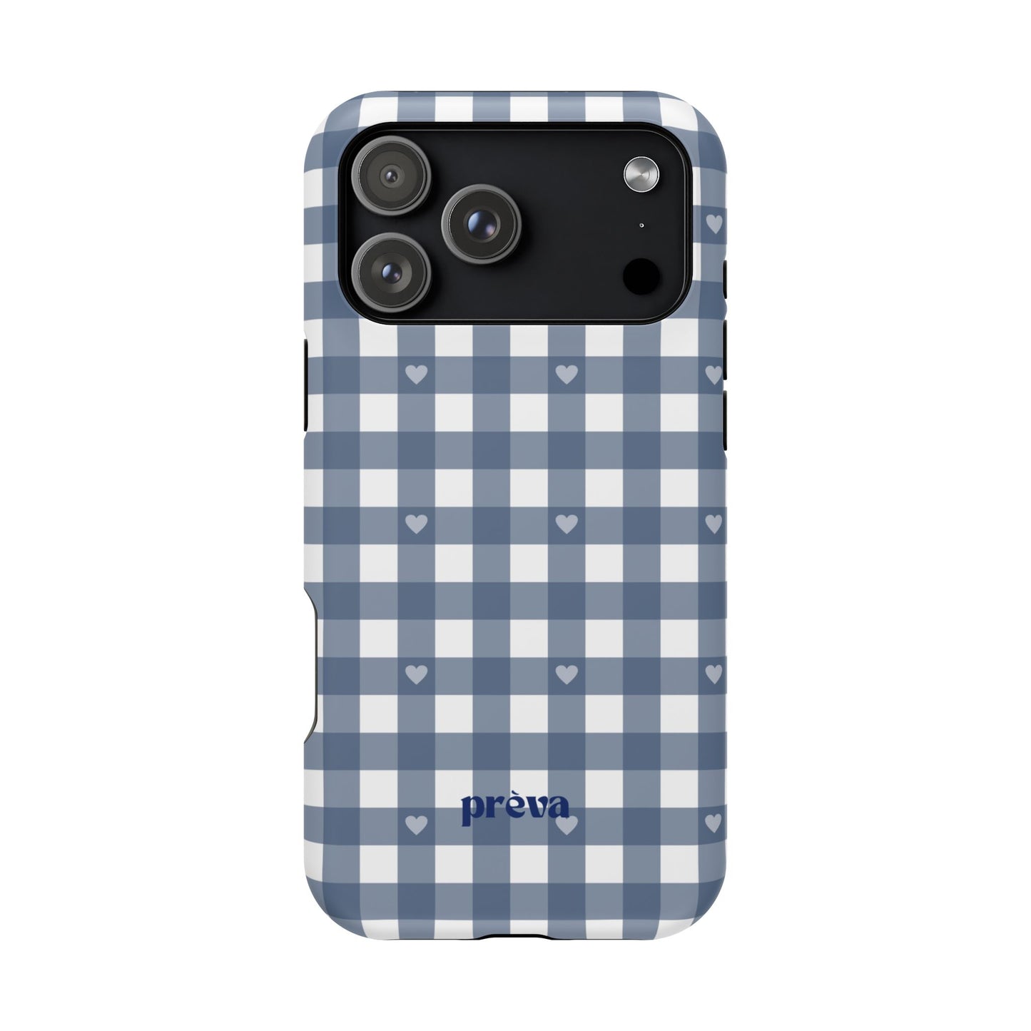 Blue Gingham Heart Phone Case