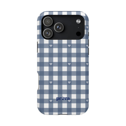 Blue Gingham Heart Phone Case