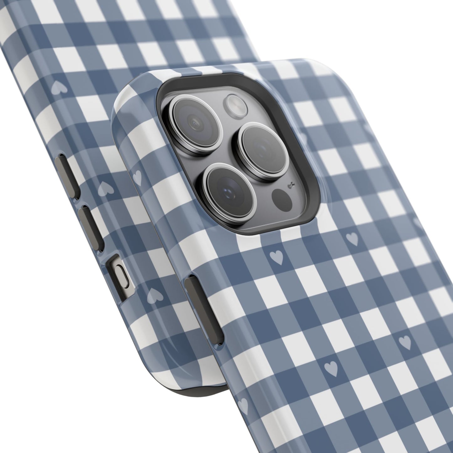 Blue Gingham Heart Phone Case