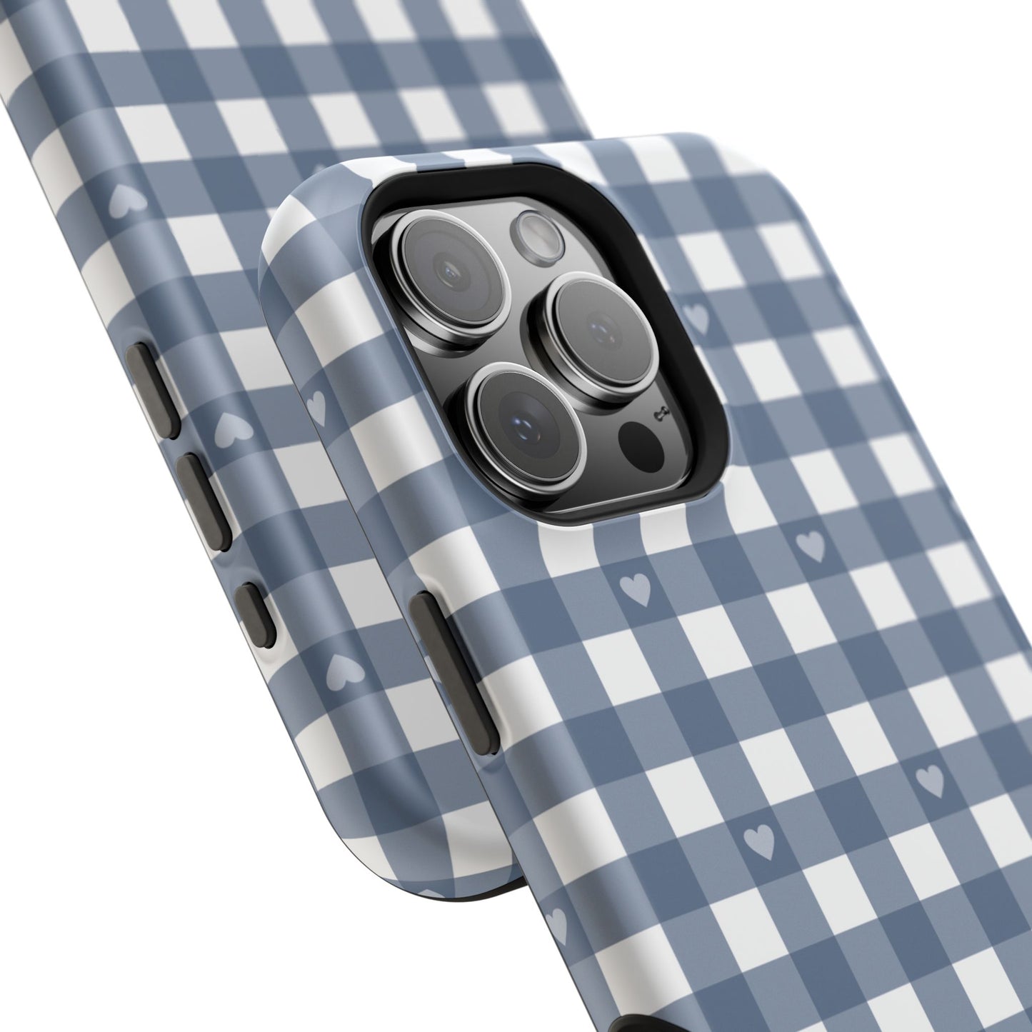 Blue Gingham Heart Phone Case