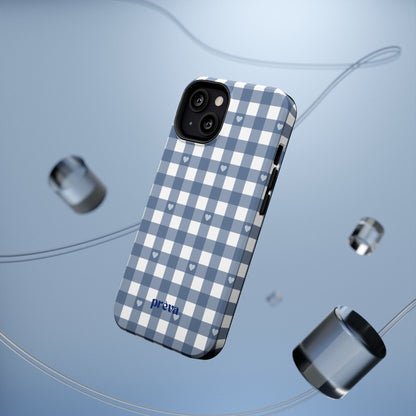 Blue Gingham Heart Phone Case