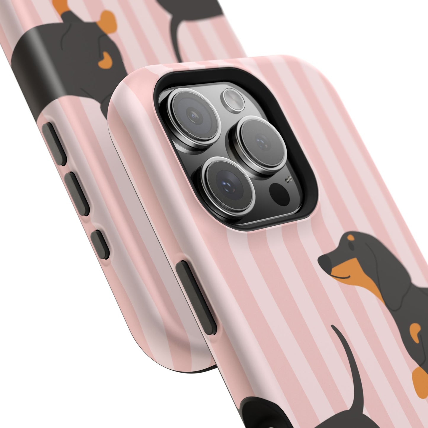 Dachshund Pink Stripes x Emberli Phone Case