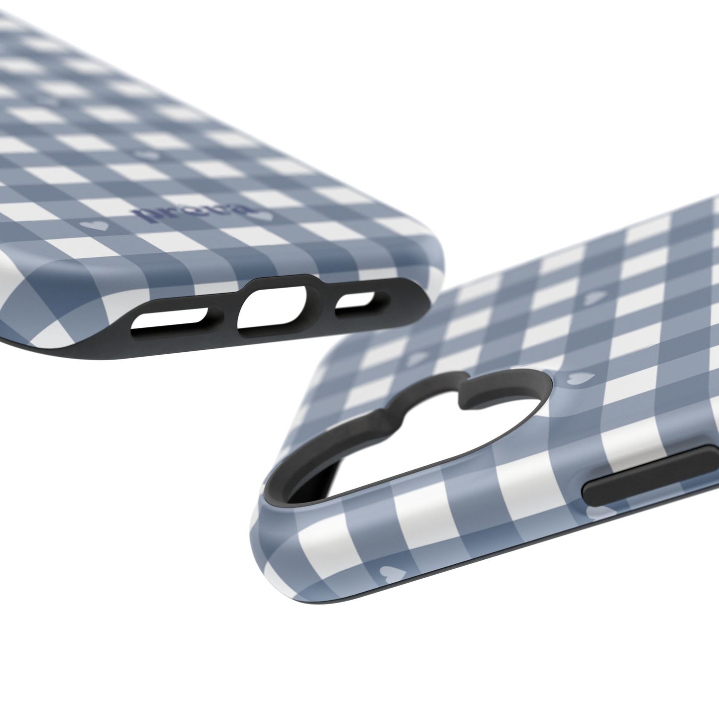 Blue Gingham Heart Phone Case