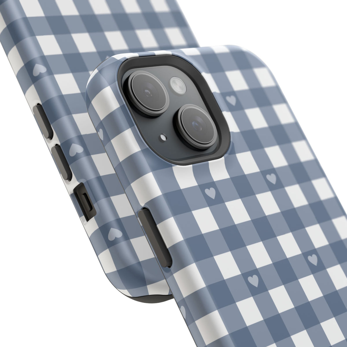Blue Gingham Heart Phone Case