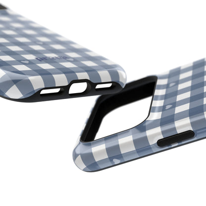 Blue Gingham Heart Phone Case