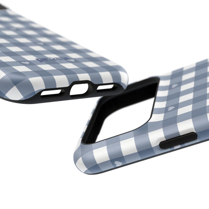 Blue Gingham Heart Phone Case